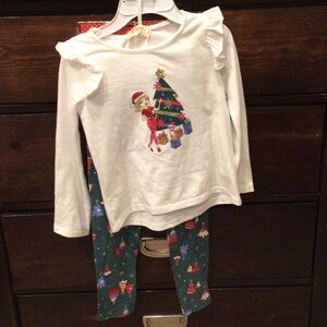 btween White and Green Kids Matching holiday Set